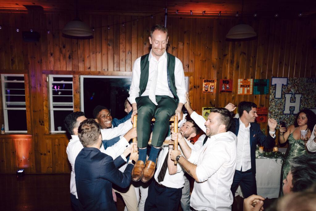 Wedding guests forming new friendships during a group activity
